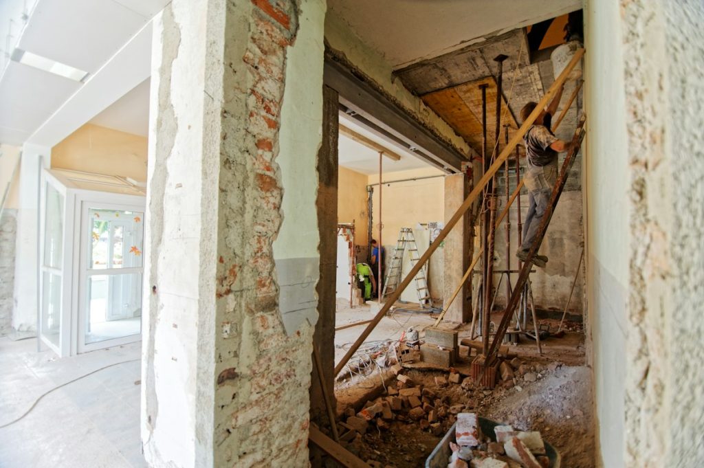 Bathroom stripped back to the structure before renovation